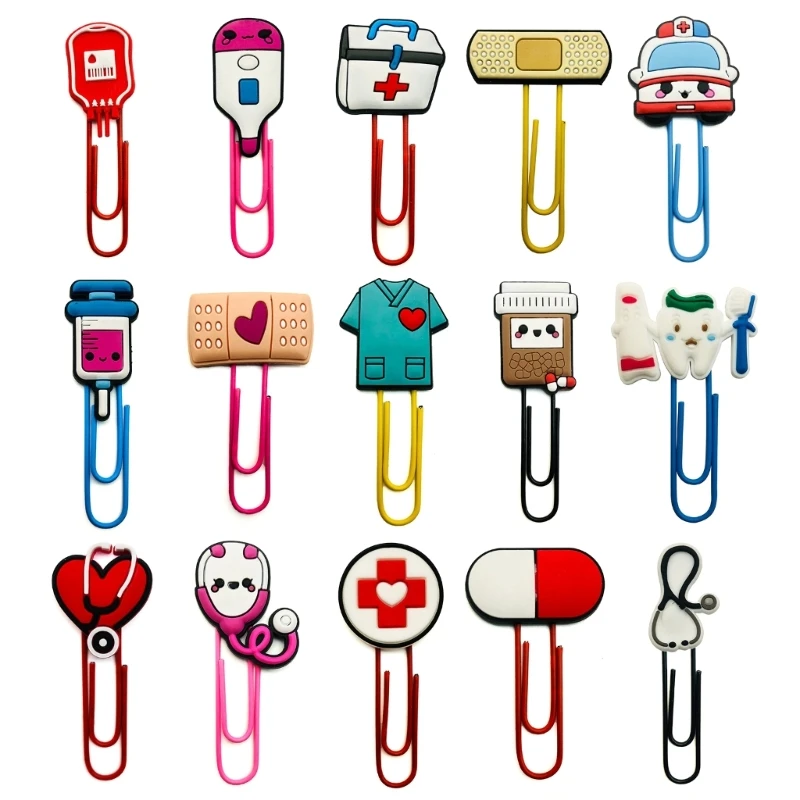 

Cute Bookmarks Cartoon Bulk Bookmarks with Colorful Paperclips School Office Stationery Supply for Nurse Student Teacher