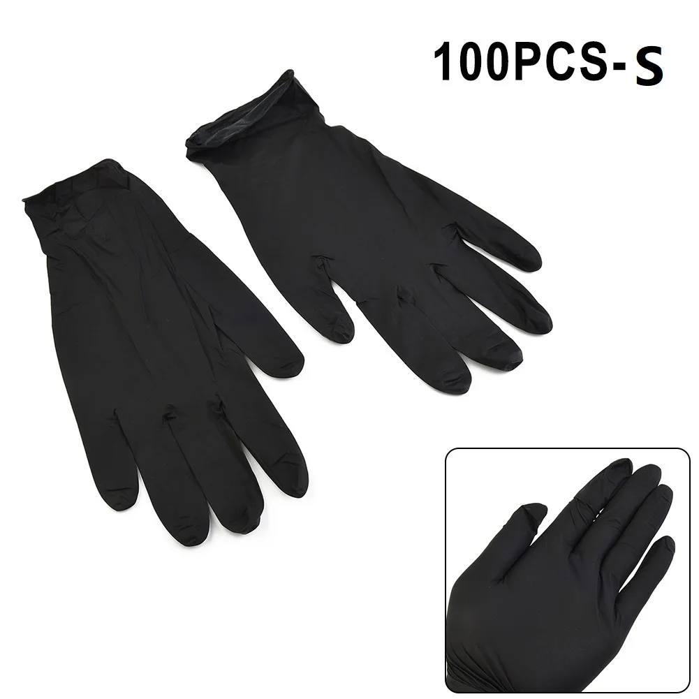 

100 шт. чистые нитриловые защитные перчатки, черные для уборки, осмотра продуктов питания/химической промышленности S/M/L, бытовые инструменты, аксессуары