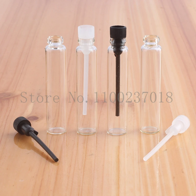200Pcs/Lot 1 2ml Clear Brown Amber Empty Mini Glass Perfume Sample Vials Perfume Bottle Liquid Fragrance Test Tube Trial Bottle