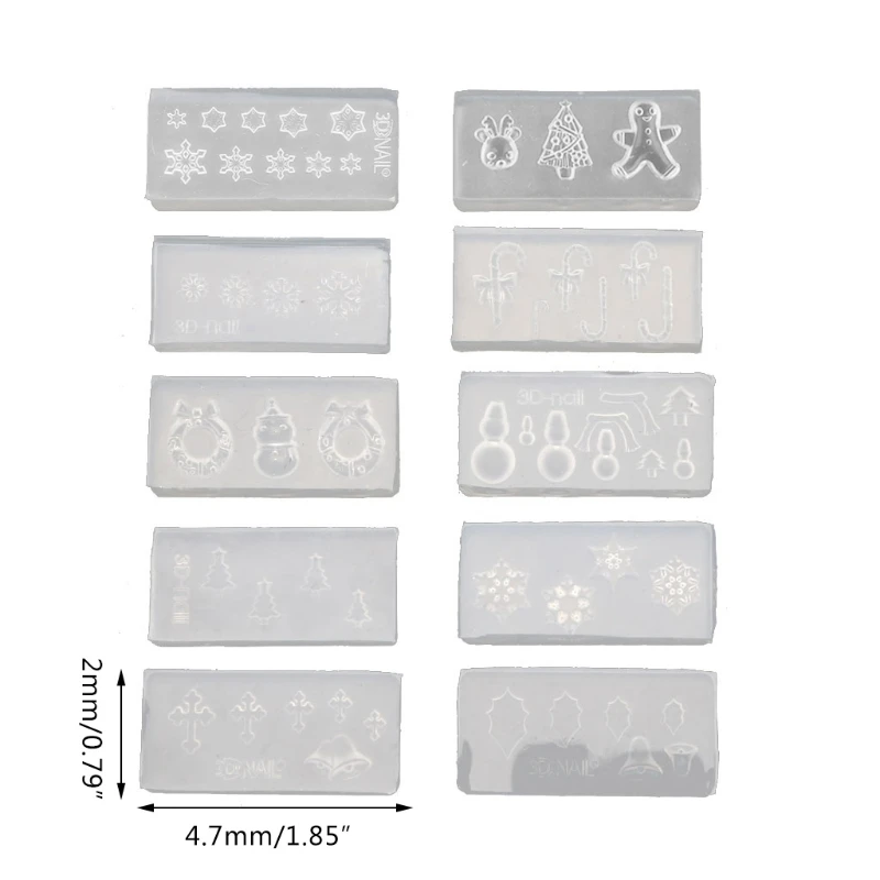 Snowman Decorative Mold Nail Art Making Tool Silicone Carving Template Mould 40GB images - 6