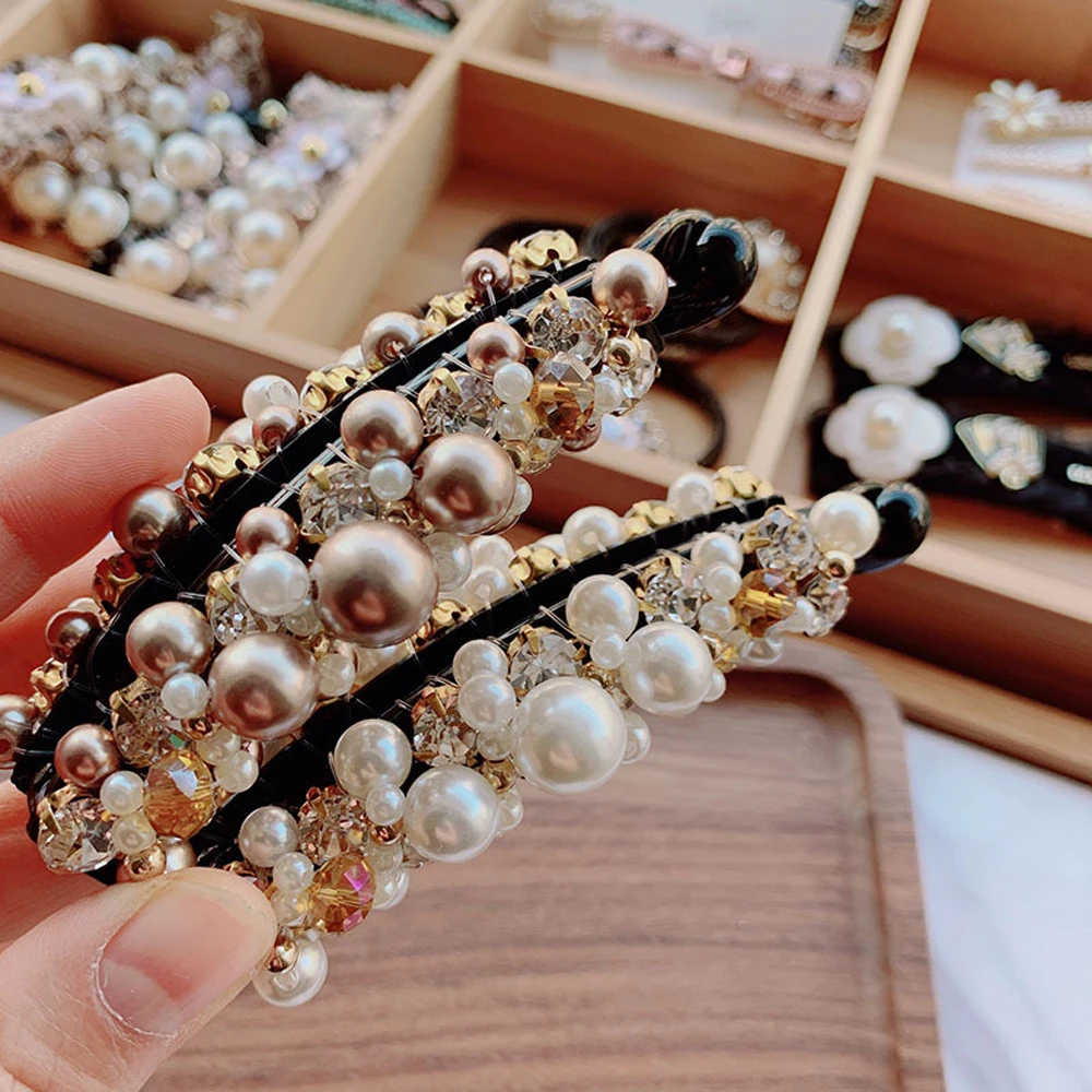

New Headwear Hair Accessoires Hairpins Girls Women Pearl Banana Clips Hair Claws Hair Crabs Vertical Clip