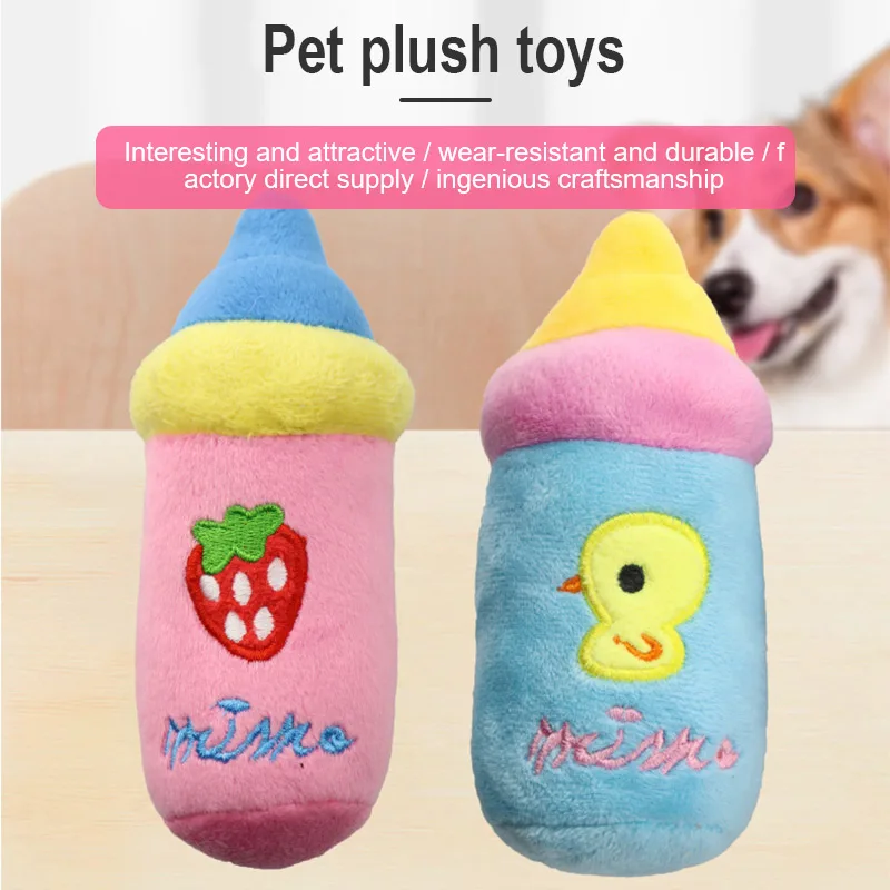 

Pet Dog Squeaky Plush Chew Toys Pet Pack Cute Toys Interactive Bottle ShapeToys Tooth Grinding for Puppy Small Dogs Pet Toys
