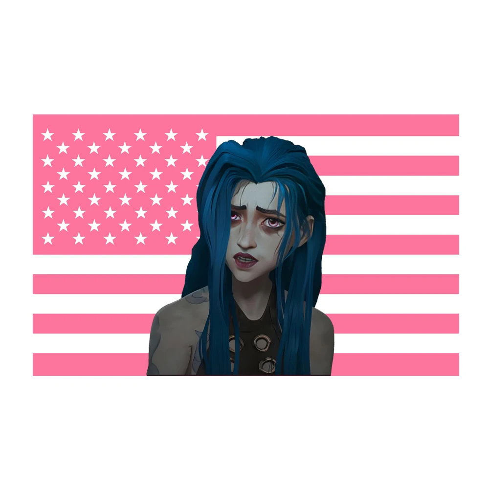Гобелен JINX Arcane аниме настенный розовый американский флаг только украшение для