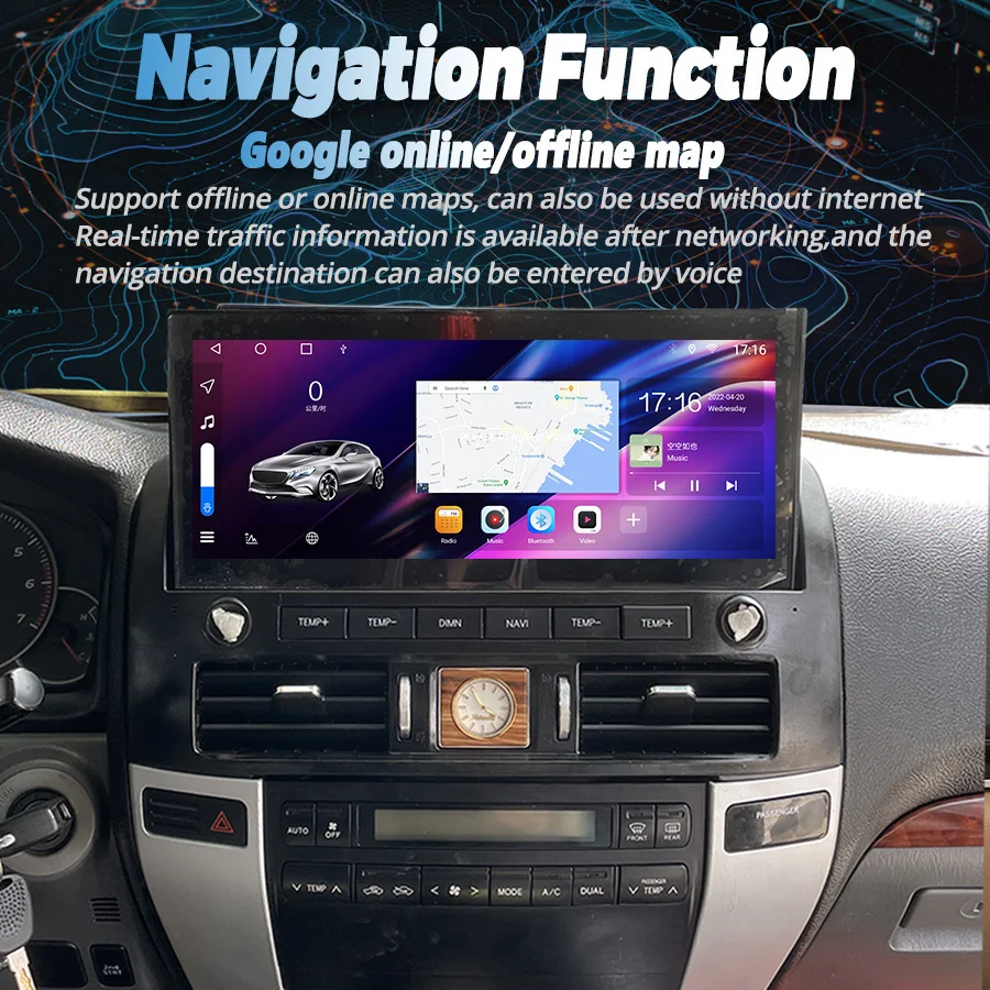 12 3 &quotAndroid экран беспроводной Carplay для Toyota Prado 120 2003-2009 Lexus Gx470 GPS Navi Автомобильный