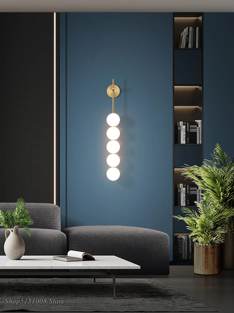 

Nordic Creative Copper Wall Light Living Room Luxury Acrylic Glass Home Decor Fixtures Gold Wall Sconce for Bedside bedside lamp
