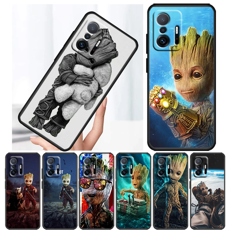 

Groot Marvel Avengers Case For Xiaomi 12T 12S 12 11 Ultra 11T 10T 9T Note 10 Pro Lite 5G Soft TPU Black Phone Cover Core
