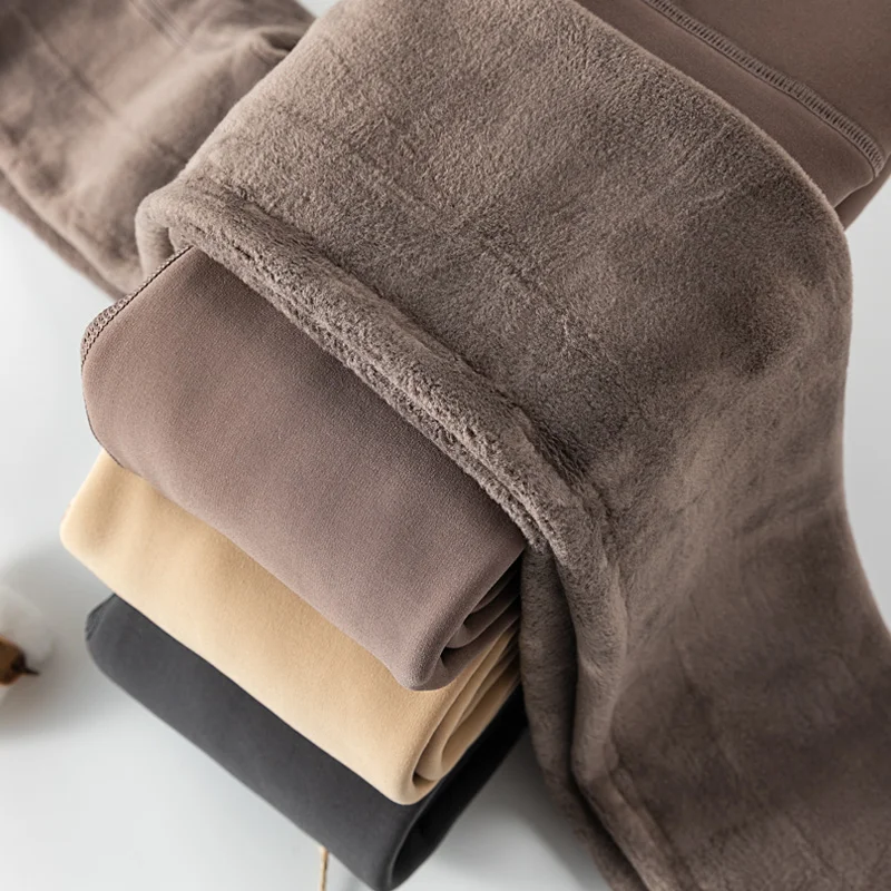 Women Winter Warm Leggings Skinny Stretch Fleece Pants Women Casual Faux Velvet Ankle-length Legging Knitted Thick Slim Leggings