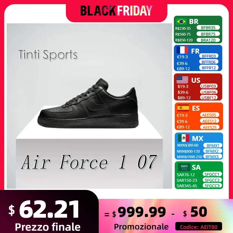 Nike New Air Force 1 07 Низкие женские кроссовки Классическая универсальная повседневная