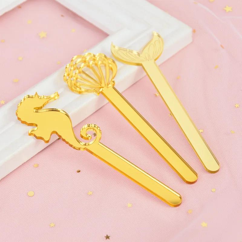 

5pcs Acrylic Ice Cream Sticks Popsicle Stick DIY Ice Cream Sticks Craft Popsicle Stick Mould for Home Party Dessert Supplies