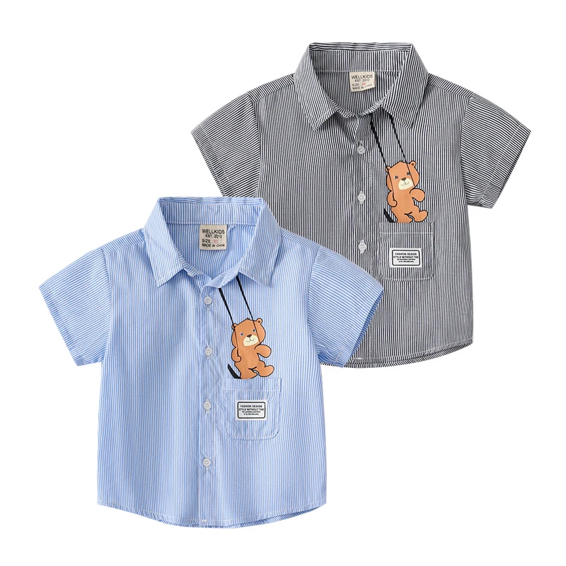 

Striped Boys Summer Boys Shirts Cotton Fabric Toddler Tshirt Children Tops Kids Children's Clothes