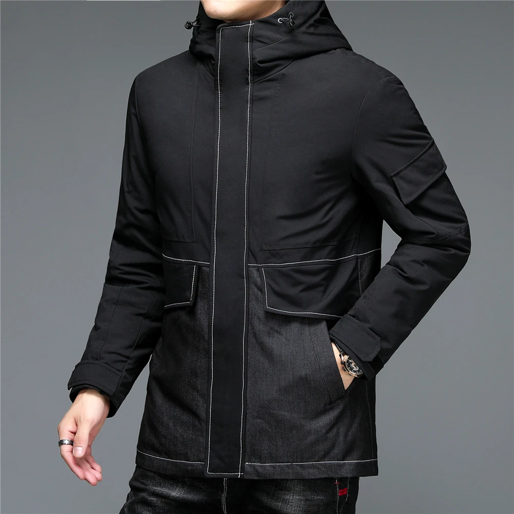 COODRONY Brand 90% Gray Duck Down Jacket Men Clothing Winter New Arrival Fashion Thick Warm Denim Coat Big Pocket Overcoat Z8175