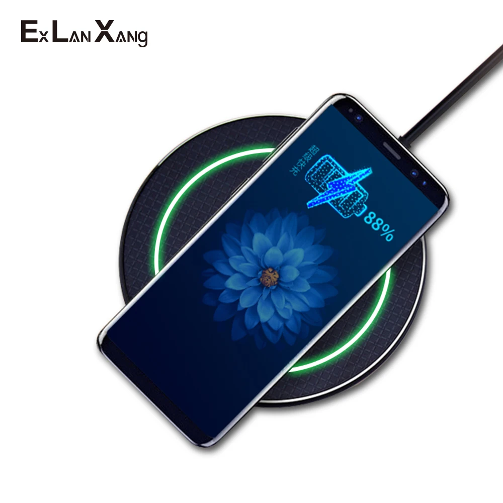 

10W Draadloze Oplader Ultra-Dunne Metalen Pad Qi Snel Opladen Led Ademhaling Licht Voor Iphone 11 Samsung Xiaomi draadloos Opl