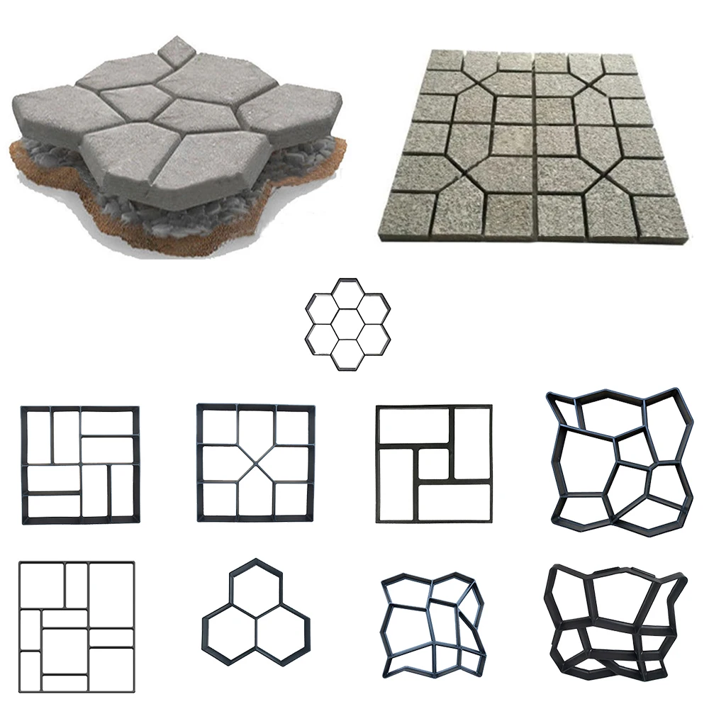 

Garden Walk Pavement Mold DIY Manually Paving Cement Brick Stone Road Concrete Molds Path Maker Reusable DIY Paving Mould