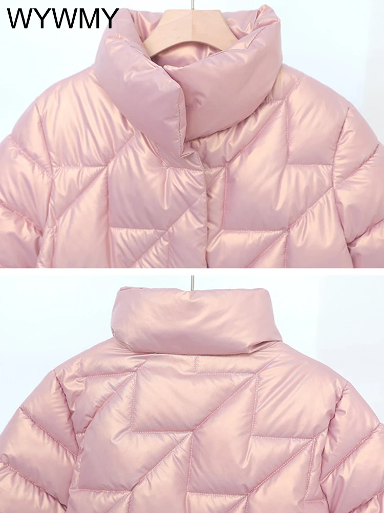 WYWMY Winter Jacket Women Parkas Female Glossy Down Cotton Jackets Stand Collar Casual Warm Parka Short Coat Female Outwear