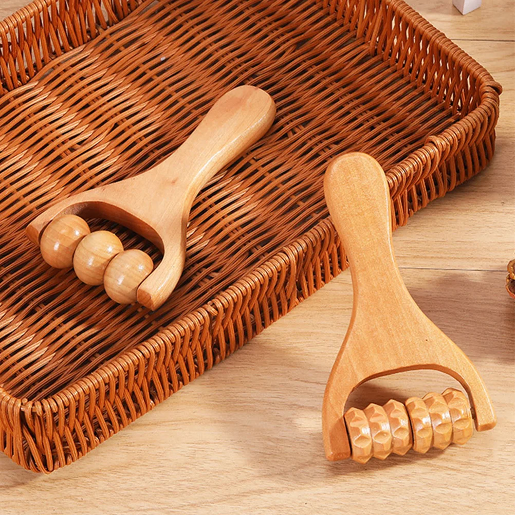 

3 Pcs Hand Massager Wooden Roller Back The Face Tool Foot Rollers Rolling Tools