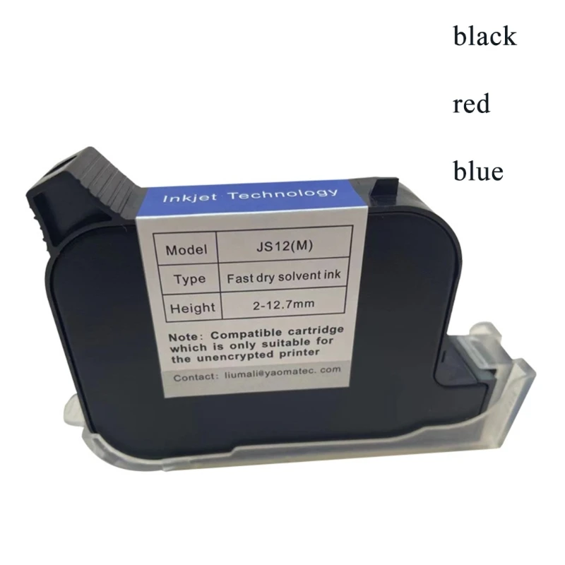 

JS12M 600DPI 12.7mm Handheld Thermal Inkjet Printer Fast Dry Eco Solvent Ink Cartridge for Unencrypted Printer