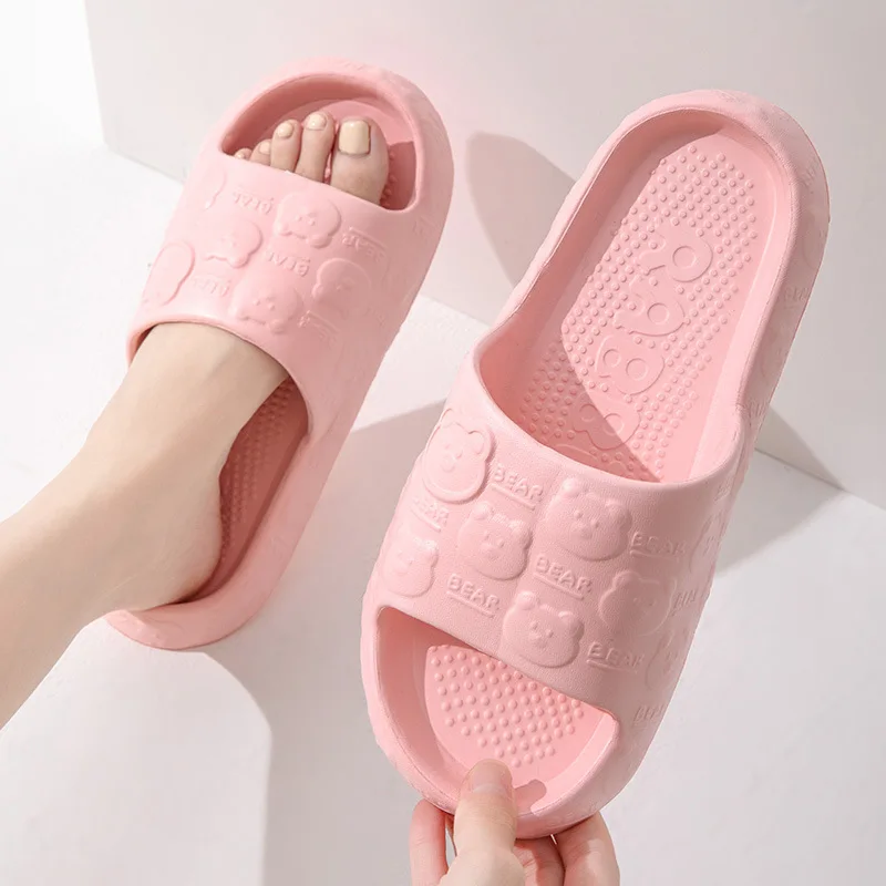 

Шлепанцы из ЭВА для мужчин и женщин, мягкие Нескользящие сандалии на платформе, толстая подошва, каблук 3 см, для ванной комнаты