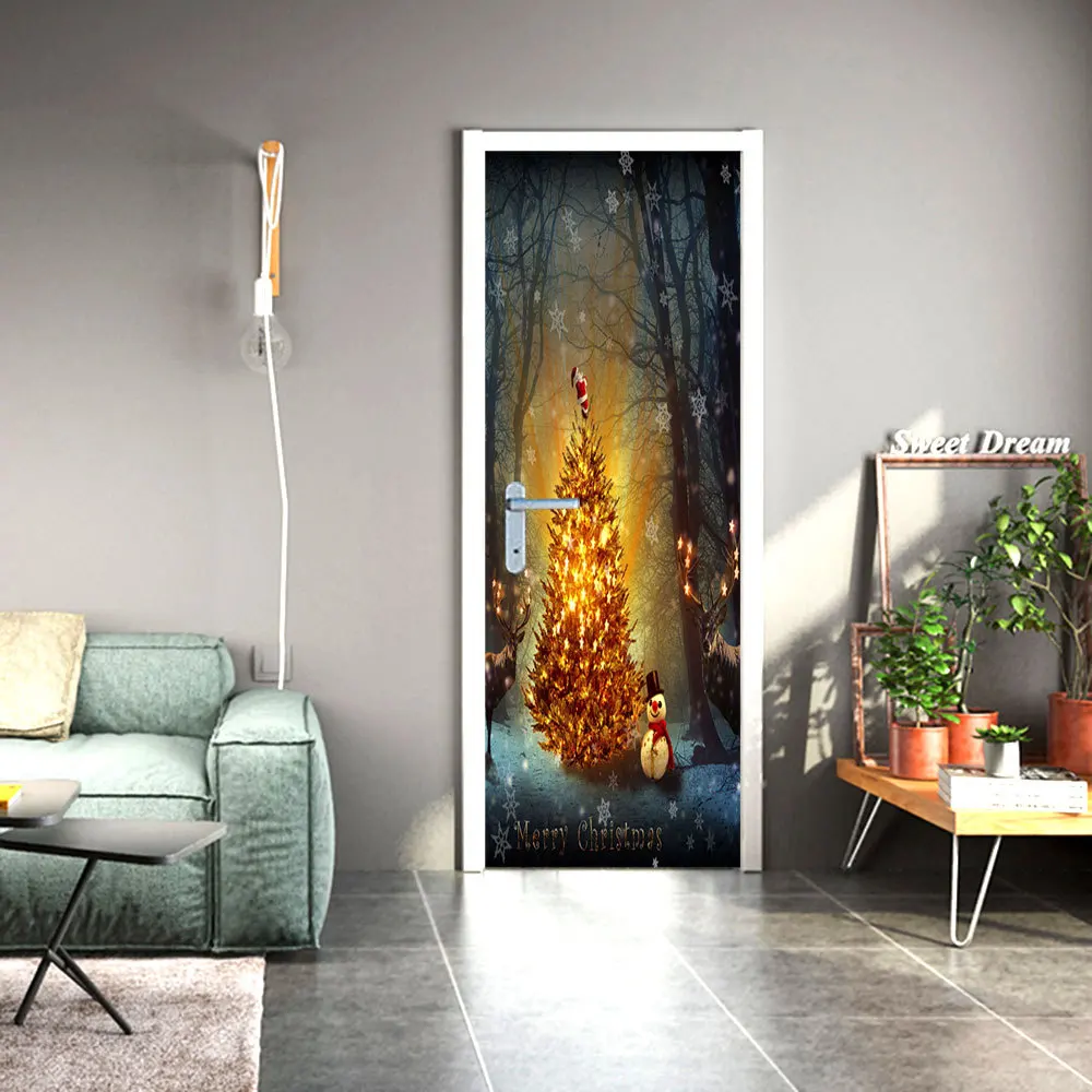 

3D Christmas Door Covers Christmas Party Decorations Door Stickers 31 X 78 Inch
