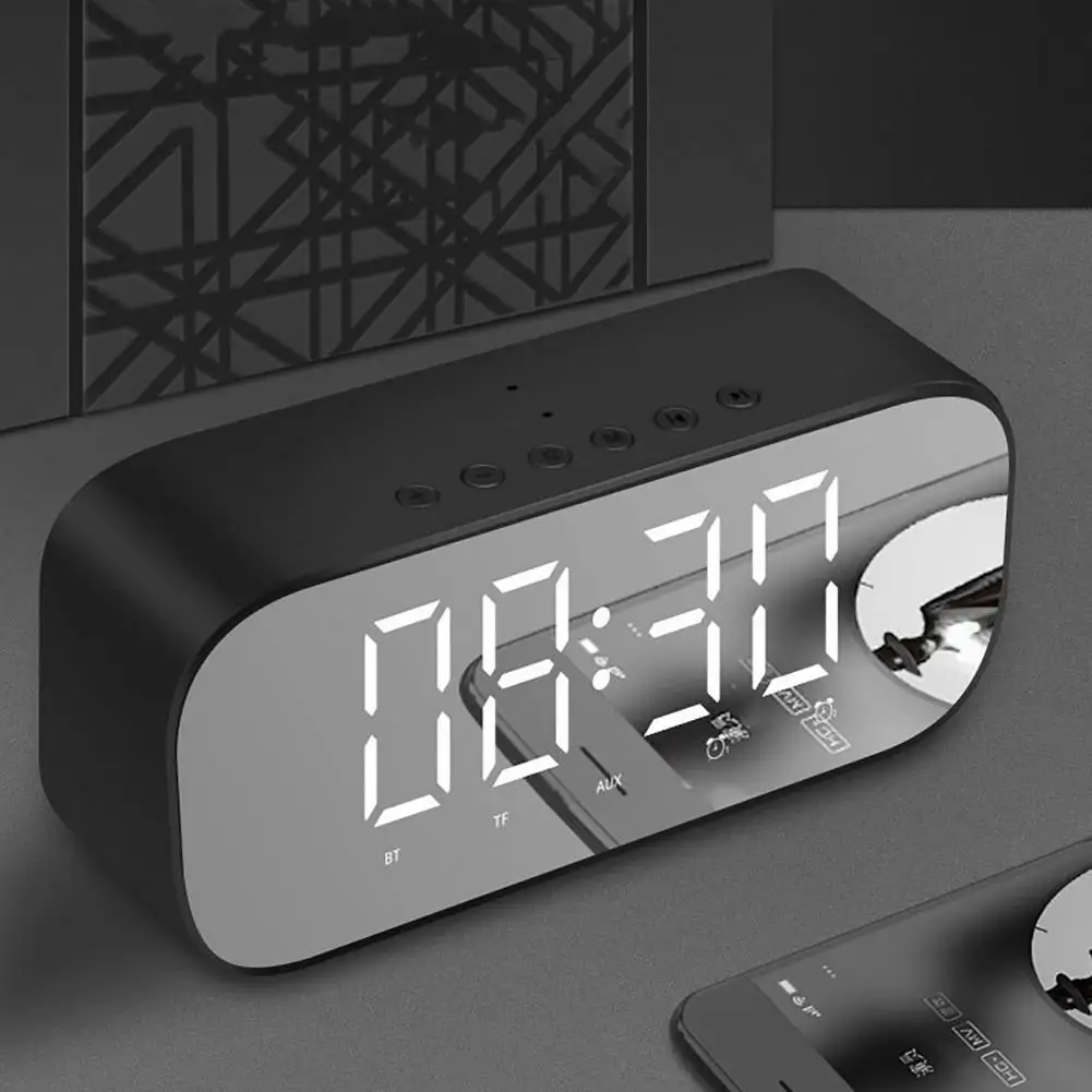 

Зеркальный ЖК-экран, двойной будильник, динамик, беспроводной Bluetooth-динамик, поддержка TF-карты