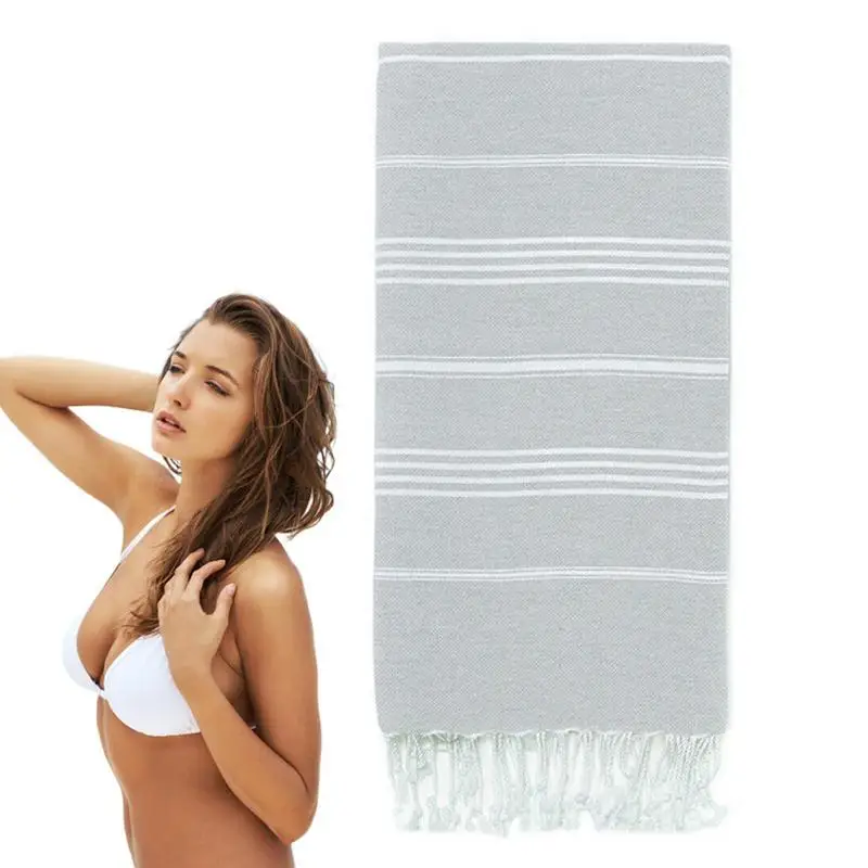 

Tassel Beach Towel Quick Dry Striped Sand Sheet With Tassel Travel Essentials For Swimming Pool Beach Bath Sauna Gym And