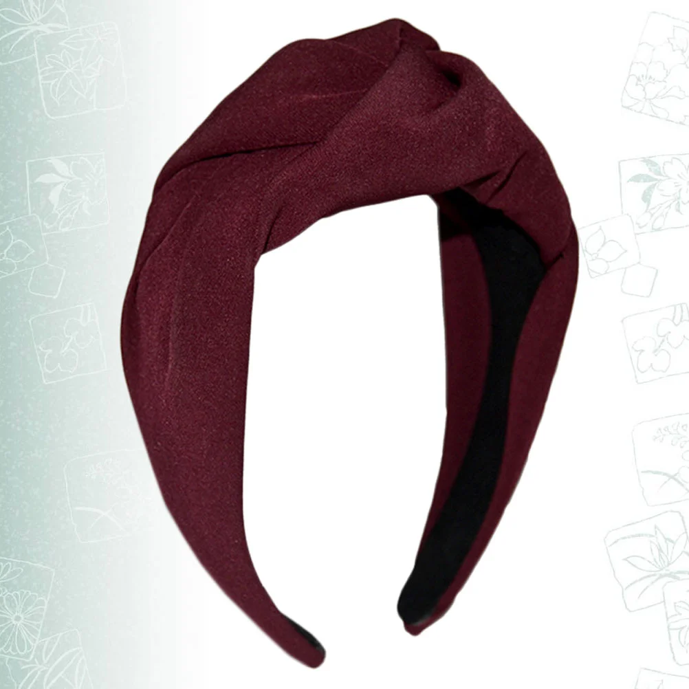 

Wide Knotted Headband, Turban Hairband Cross Turban Hairhoop for Yoga or Daily Wear ( Claret )