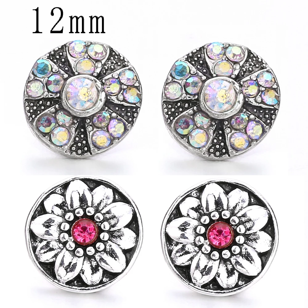 

Flower rhinestones 12mm Metal snaps button DIY jewelry MS6202