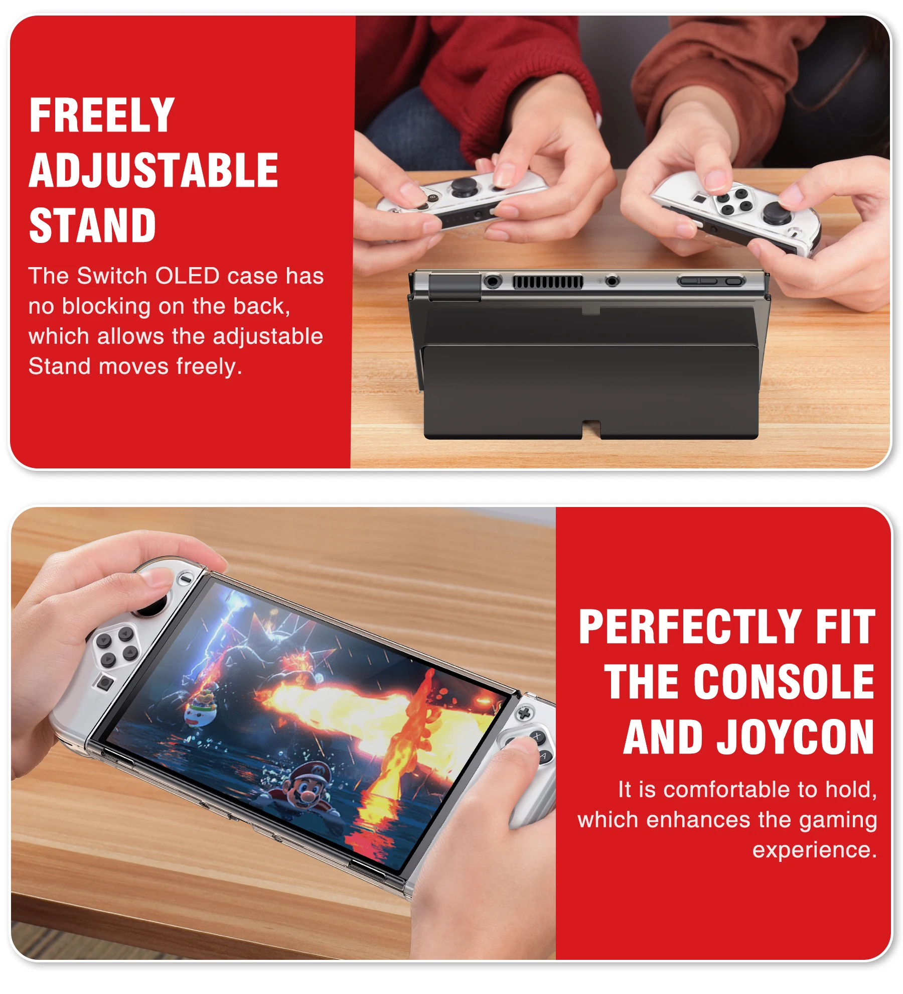 BEBONCOOL Прозрачный чехол для Nintendo Switch OLED джойстик с фотоэлементами переключателей
