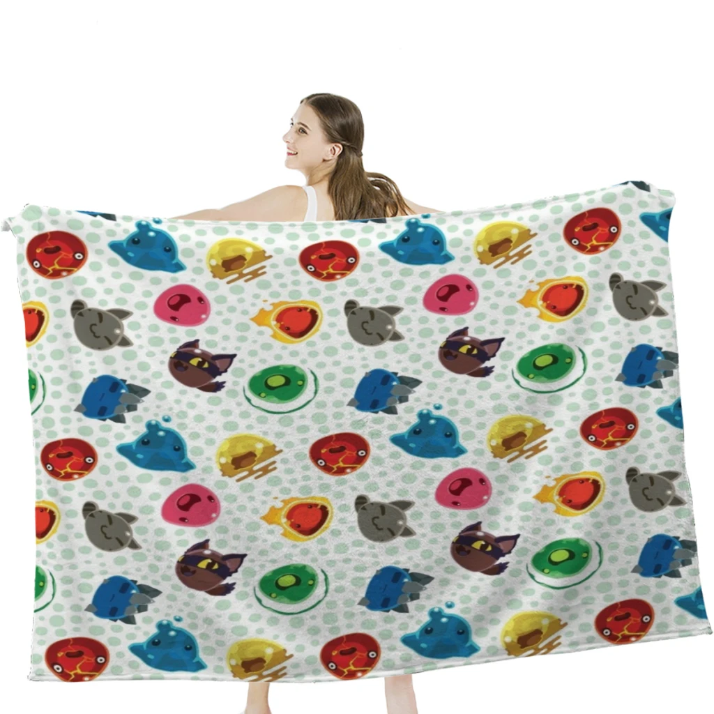

Cute Slime Rancher Pattern Throw Blanket Soft Velvet Blanket Camping Bedding Blanket Cold Cinema or Travel
