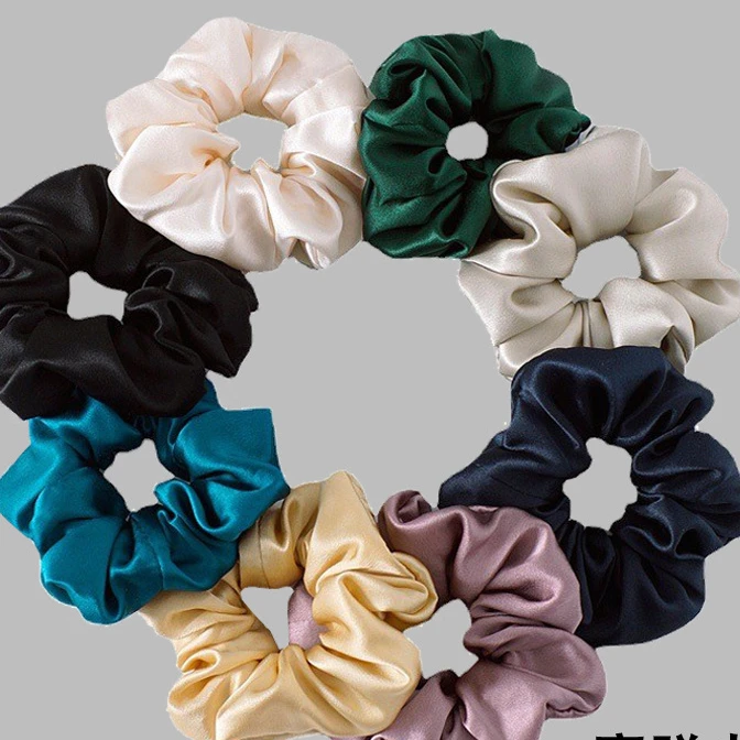 

100% Mulberry Silk Hair Scrunchies Elastic Rubber Band Hair Ties Big Large Ropes Ponytail Holders for Women Girls 19 Momme 3.5cm