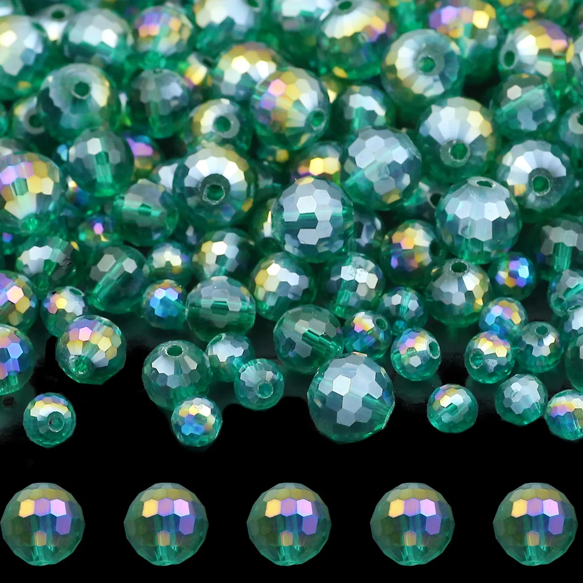 6/8/10MM зеленовато-голубой AB Цветной 96-сторонний шар Свободные Бусины Австрийский