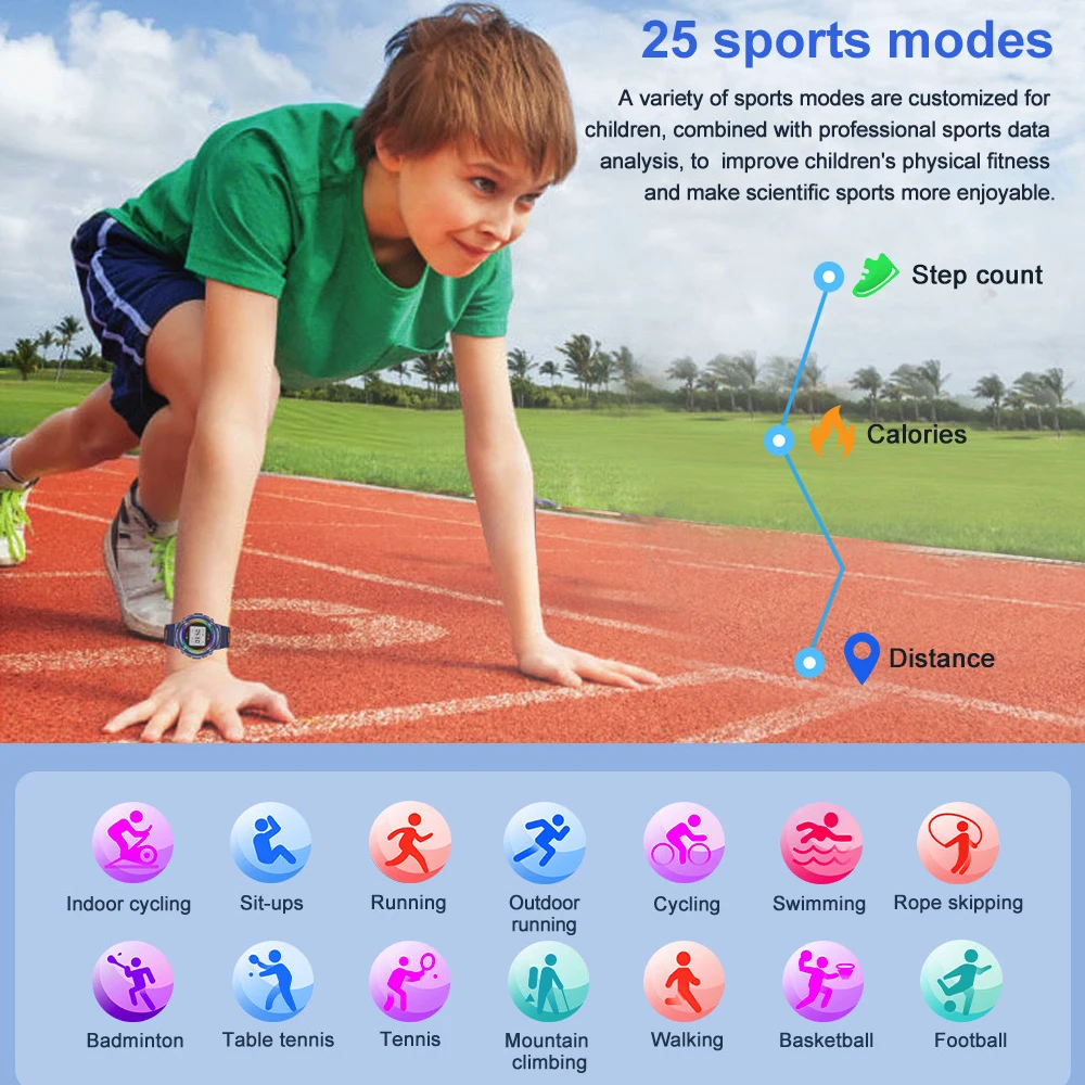 Детские умные часы с синими зубьями