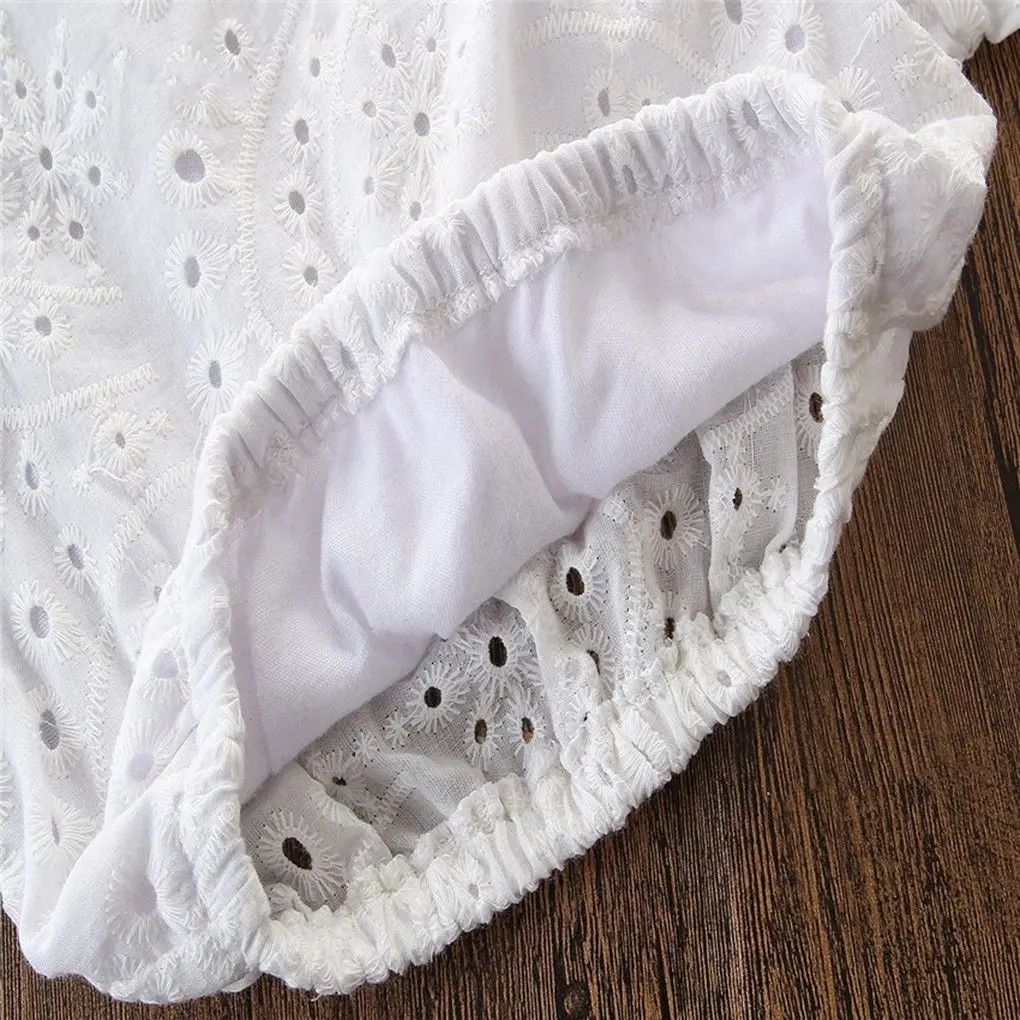 

Children Summer Short Sleeves Floral Crochet Lace Tops Crop Shorts Pants Kids Outfits Baby Girl Sunsuit