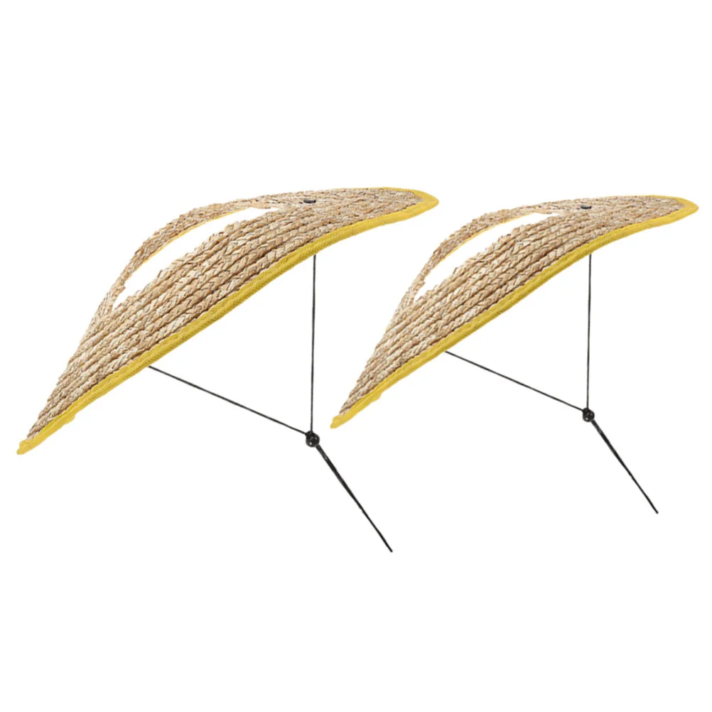 

2 Pcs Straw Hat Hard Sun Visor Cover Accessories Attachment Wheat Neck Shade Construction