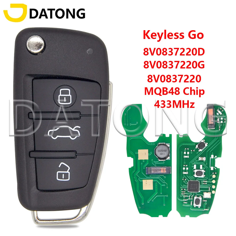 

Datong World MQB48 Чип 433 МГц Бесключевой автомобильный дистанционный ключ 8 В 0837220 8В 0837220 Д 8В 0837220 G для Audi A3 S3 2012 2013 2014 201
