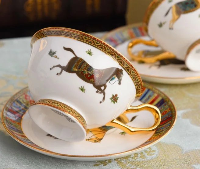 

European-style Coffee Cup Classic Oriental Horse Bone China Cup And Saucer Afternoon Tea Set Gift Box Set