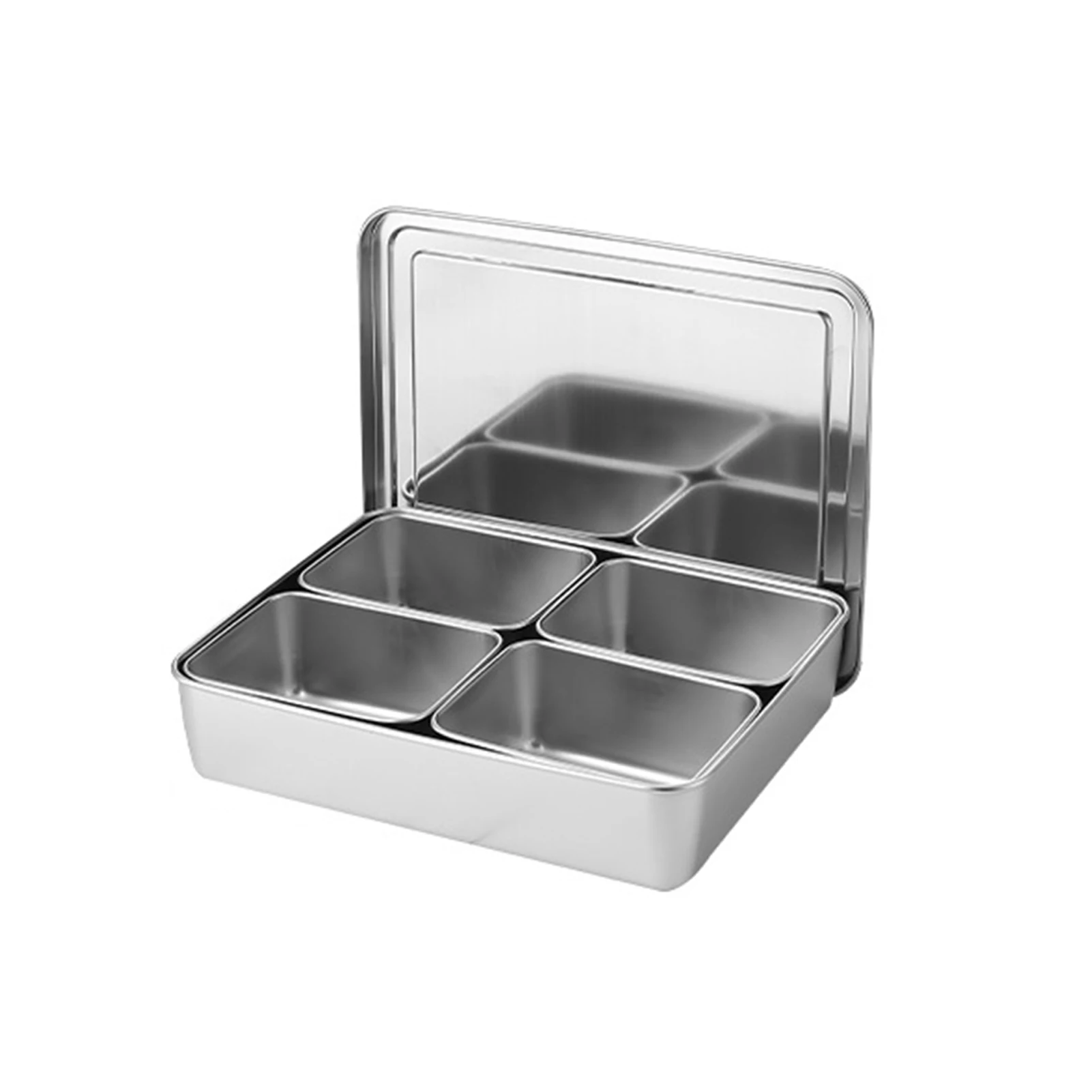 

Seasoning Box Multi Compartment Smooth Rectangle Tool Stainless Steel Restaurant Solid Home Kitchen Free Standing Polished