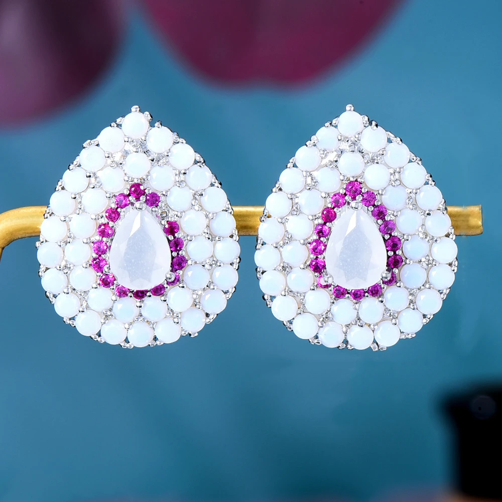 

Missvikki Luxury DOUBLE CLAWS STUD Earrings Trendy Cubic Zircon Indian earrings for women Wedding Engagement Party JEWELRY