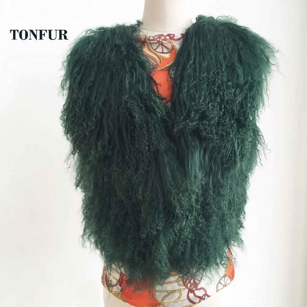 

Luxury Long Mongolia Sheep Fur Vest Classical Fashion Trend Design Thick Warm Tan Sheep Fur Jacket Match wsr249