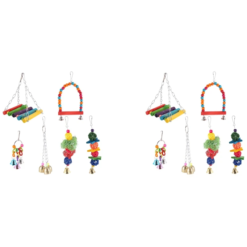 

12 Pack Bird Swing Toys-Parrot Hammock Bell Toys For Budgie,Parakeets, Cockatiels, Conures And Love Birds