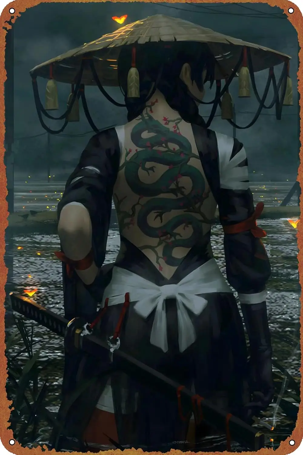 KVYYB Smur Grl Drgon Плакат Metl Plque Tn Sgn Vntge Pub Club Cfe br Home Wll rt Decorton Ретро 8x12 nches