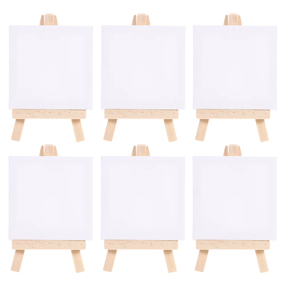 

6 Sets Easel DIY Blank Painting Frames Crafted Mini Canvas Stand Decorate Panels Easels Delicate Child Small Tiny