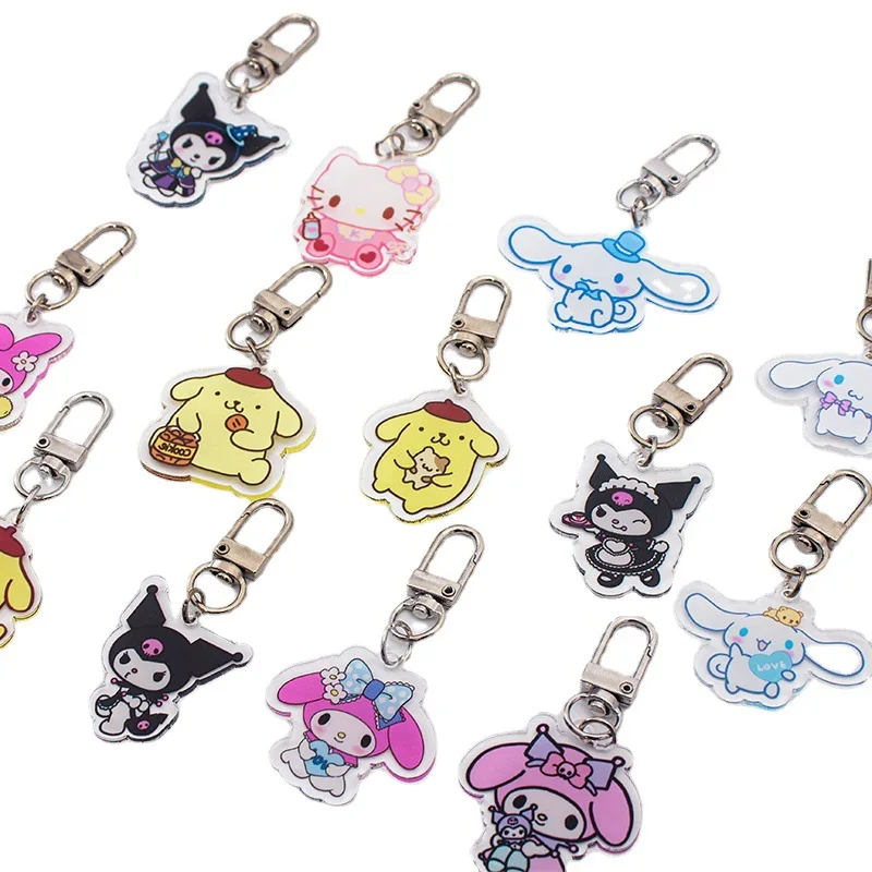 

Sanrio Anime Cartoon Surrounding Kawaii Kuromi Cinnamoroll Hello Kitty Transparent Acrylic Key Chain Key Chain Pendant