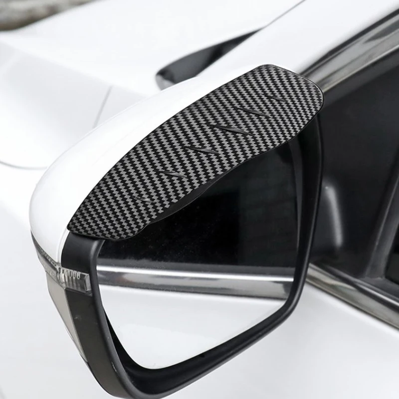 

2PCS Universal Car Rear View Mirror Rain Cover Sun Visor Eyebrow Carbon Fiber Side View Mirror Rain Guard Auto Protection