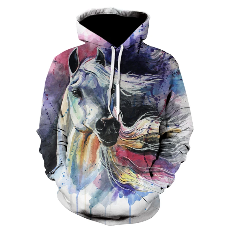 

3D Animal Horse Men Women Hoodies Casual 2022 Autumn Winter Hooded Sweatshirts Long Sleeve Mens Hoodies Streetwear Men Clothing