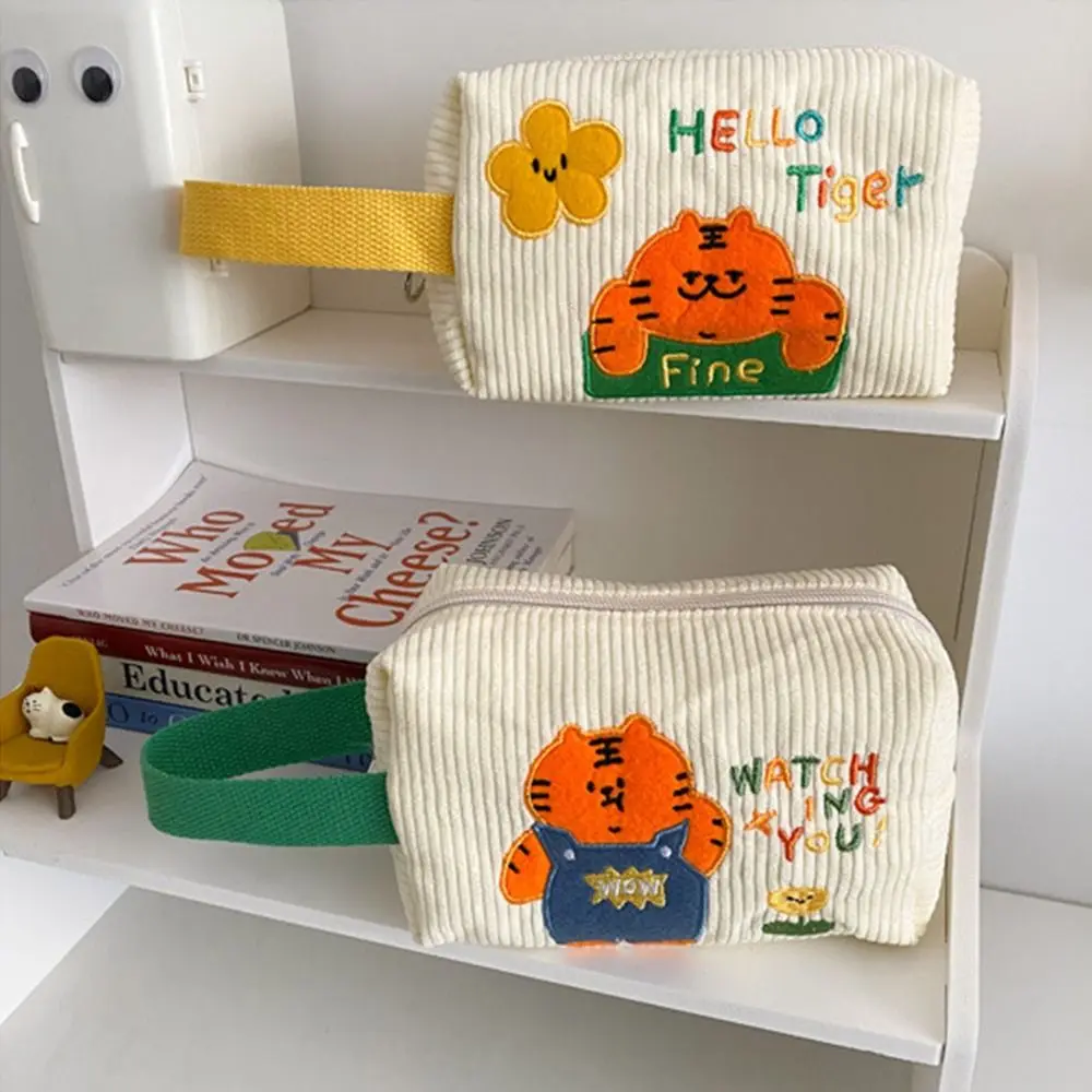 

Little Tiger Large Capacity Women Fashion Home Organization Multifunction Handbag Corduroy Embroidery Bag Storage Bag