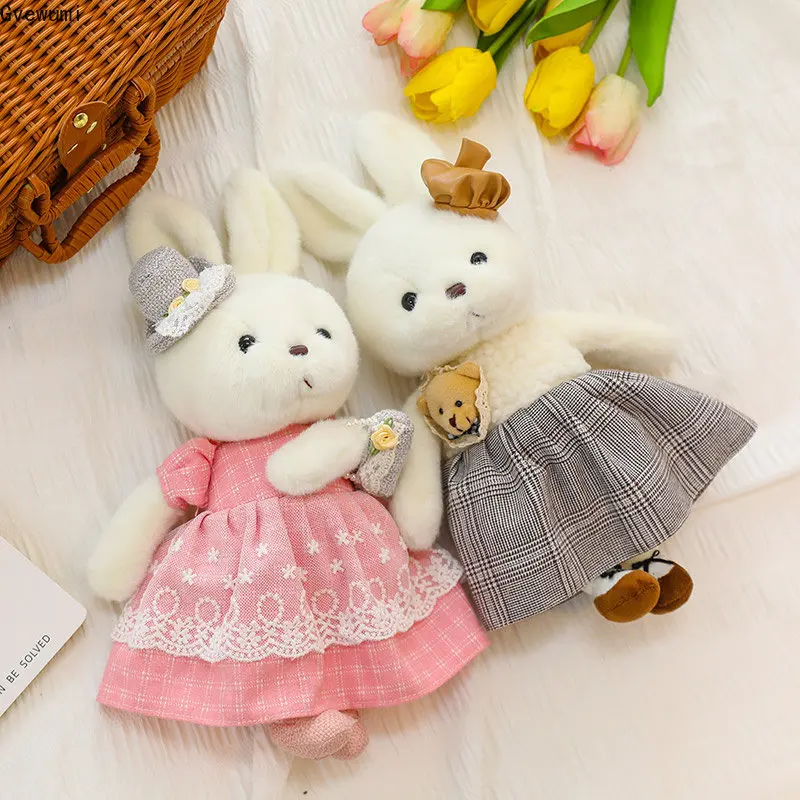 

Kawaii Pastoral Dressed Rabbit Bear Plush Toys Super Cute Animal Couple Dolls Stuffed Soft For Baby Girls Birthday Gift