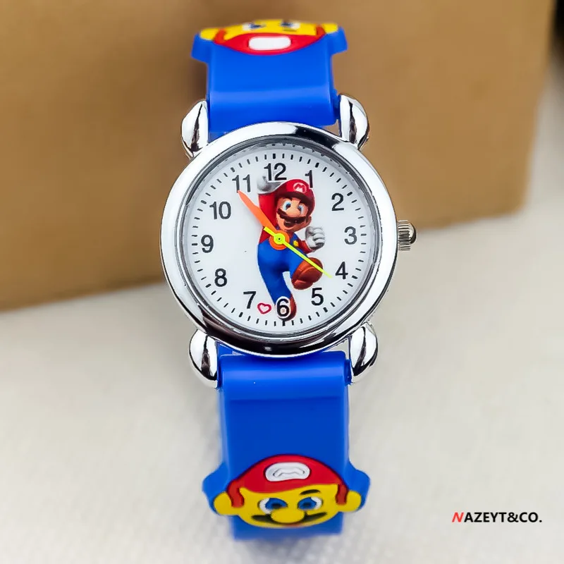 Часы детские электронные кварцевые в стиле Super Mario аниме экшн-фигурка Марио 3D