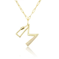 wholesale ins fashion initial letter necklace gold color cz 26 letters charm necklaces pendants copper jewelry gift