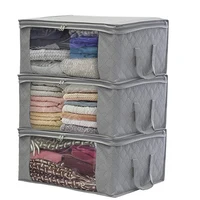 3Pcs Household Non Woven Wardrobe Storage Bag Foldable  Clothes Duvets Finishing bag Dustproof Home Storage Box
