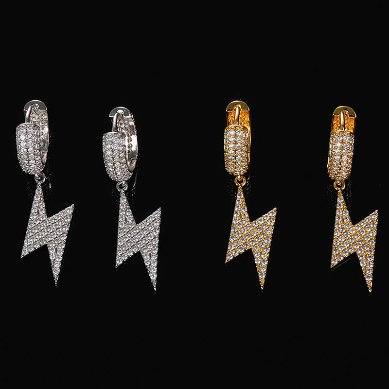 Серьги-гвоздики мужские/женские с фианитами однотонные украшения в стиле хип-хоп